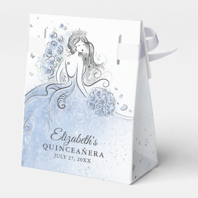 Light Blue and Silver Princess Birthday Party Favor Boxes (Back Side)