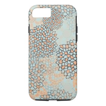 Light Blue And Tan Flower Burst Design Iphone 8/7 Case by greatgear at Zazzle