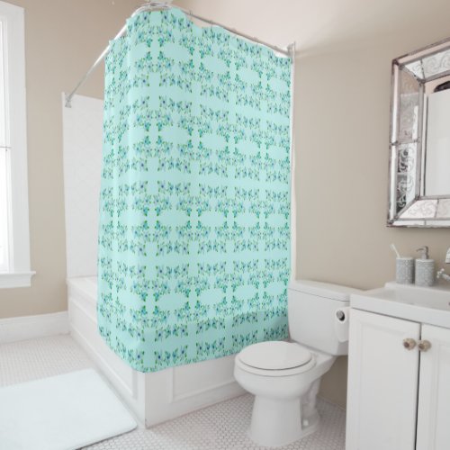 Light Blue and Teal Floral Shower Curtain