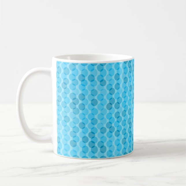 light blue and turquoise layered polka dots coffee mug (Left)