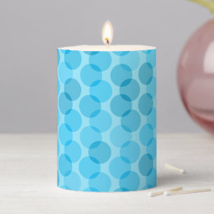 light blue and turquoise layered polka dots pillar candle