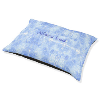 Light Blue and White Abstract Dog Beds