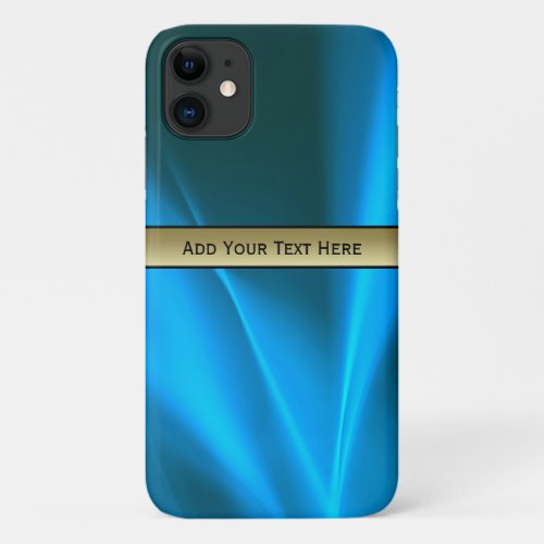 Light Blue and White Abstract Trails Custom Name iPhone 11 Case