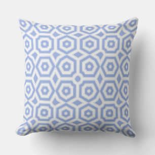 Light blue and white art deco geometric pattern throw pillow