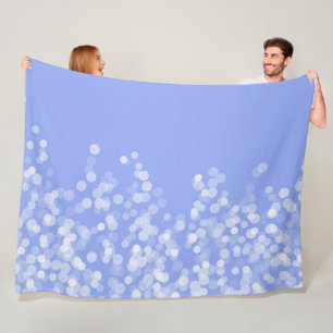 Light Blue and White Bokeh Lights Fleece Blanket