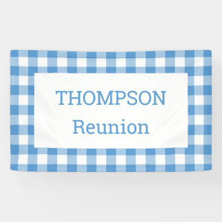 Light Blue and White Buffalo Check Reunion Party Banner