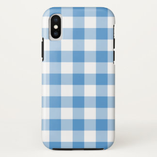Light Blue and White Buffalo Plaid iPhone X Case