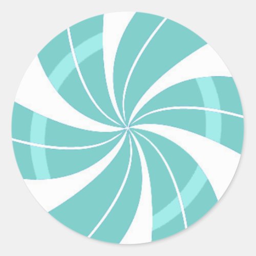 Light blue and white candy swirl peppermint candy classic round sticker