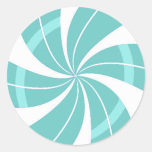 Light blue and white candy swirl, peppermint candy classic round sticker