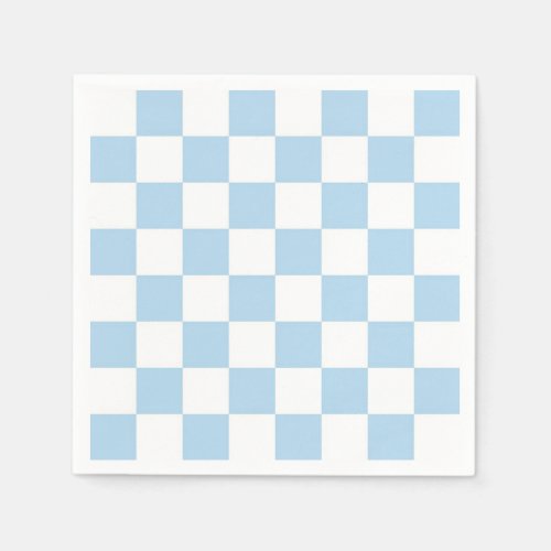 Light Blue and White Checker Pattern Napkins
