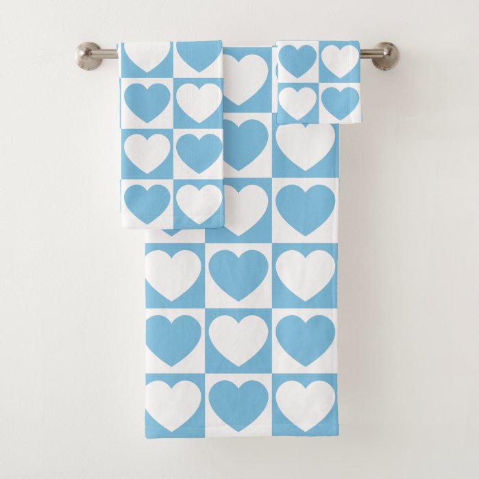 Light Blue and White Checkered Pattern With Hearts