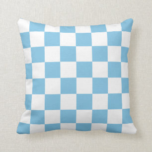 Light Blue and White Checks Throw Pillow