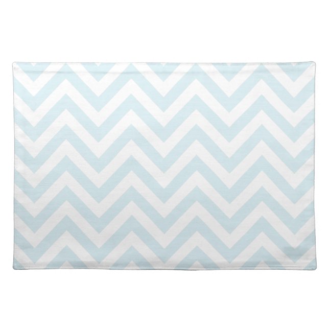 Light Blue and White Chevron Stripe Pattern Cloth Placemat (Front)