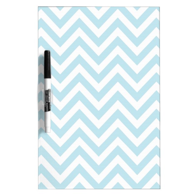 Light Blue and White Chevron Stripe Pattern Dry Erase Board (Front)