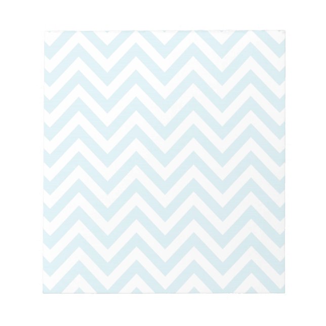 Light Blue and White Chevron Stripe Pattern Notepad (Front)