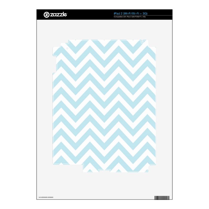 Light Blue and White Chevron Stripe Pattern Skins For The iPad 2