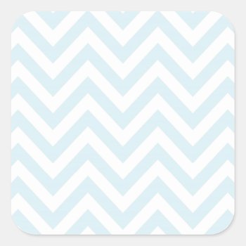 Light Blue And White Chevron Stripe Pattern Square Sticker by ZigZag_ at Zazzle