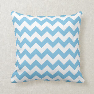 Light Blue and White Chevron Throw Pillow