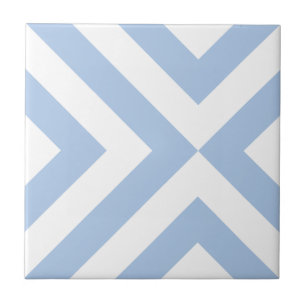Light Blue and White Chevrons Ceramic Tile