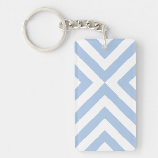 Light Blue and White Chevrons Keychain