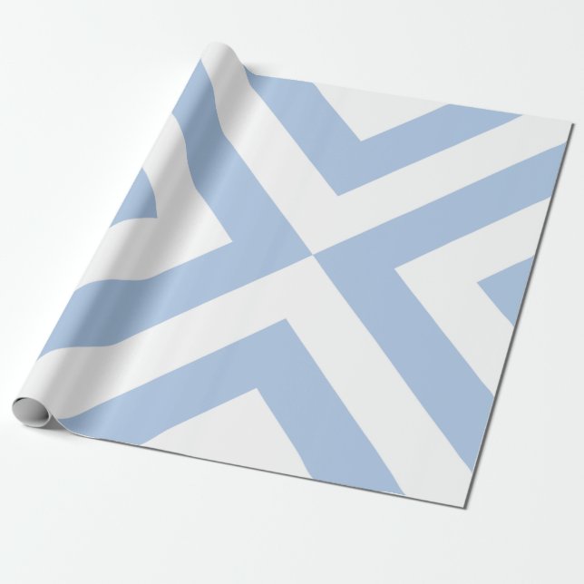 Light Blue and White Chevrons Wrapping Paper (Unrolled)