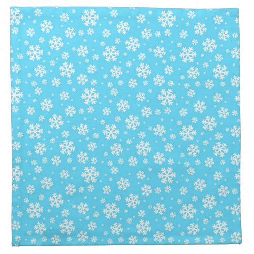 Light Blue and White Christmas Snowflakes Pattern Cloth Napkin