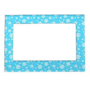 Light Blue and White Christmas Snowflakes Pattern Magnetic Frame