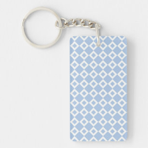Light Blue and White Diamond Pattern Keychain