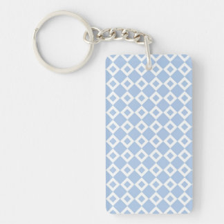 Light Blue and White Diamond Pattern Keychain