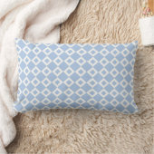 Light Blue and White Diamond Pattern Lumbar Pillow (Blanket)
