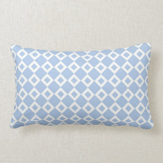 Light Blue and White Diamond Pattern Lumbar Pillow