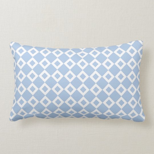 Light Blue and White Diamond Pattern Lumbar Pillow