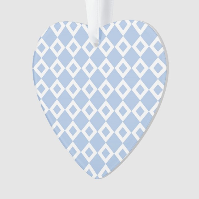 Light Blue and White Diamond Pattern Ornament (Front)