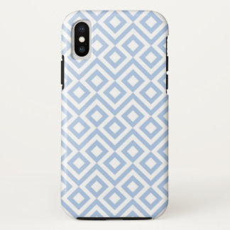 Light Blue and White Geometric Meander iPhone X Case