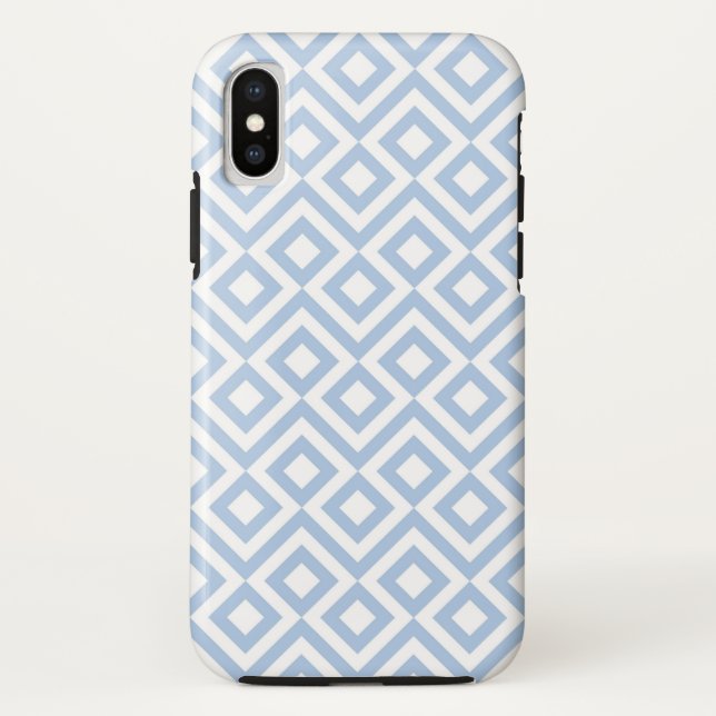 Light Blue and White Geometric Meander Case-Mate iPhone Case (Back)
