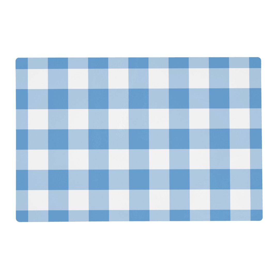 Light Blue and White Gingham Check Pattern Placemat Zazzle