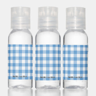 Light Blue and White Gingham Hand Sanitizer