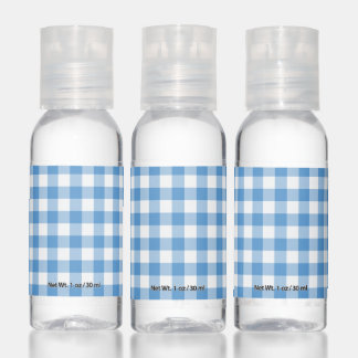 Light Blue and White Gingham Hand Sanitizer