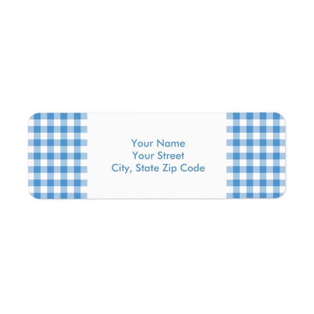 Light Blue and White Gingham Pattern address label (Front)