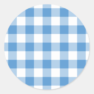 Light Blue and White Gingham Pattern Classic Round Sticker