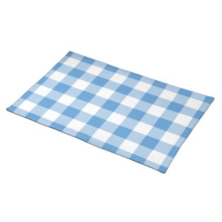 Light Blue and White Gingham Pattern Cloth Placemat