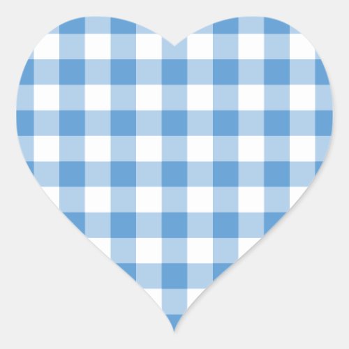 Light Blue and White Gingham Pattern Heart Sticker