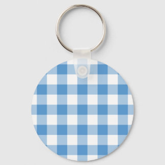 Light Blue and White Gingham Pattern Keychain