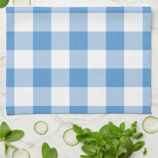 Light Blue and White Gingham Pattern Kitchen Towel