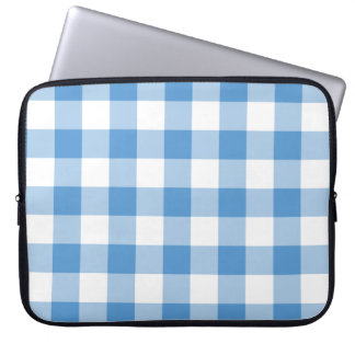 Light Blue and White Gingham Pattern Laptop Sleeve