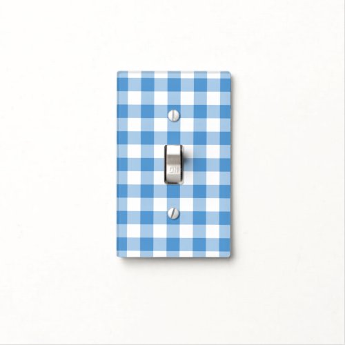 Light Blue and White Gingham Pattern Light Switch Cover
