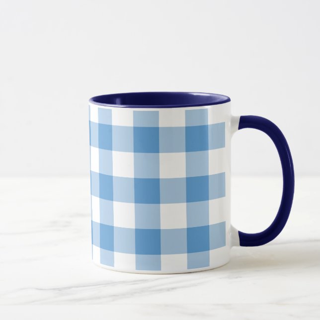 Light Blue and White Gingham Pattern Mug (Right)