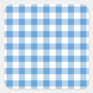Light Blue and White Gingham Pattern Square Sticker