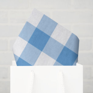 Light Blue and White Gingham Pattern Tissue Paper