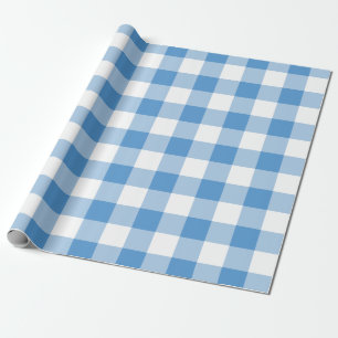 Light Blue and White Gingham Pattern Wrapping Paper